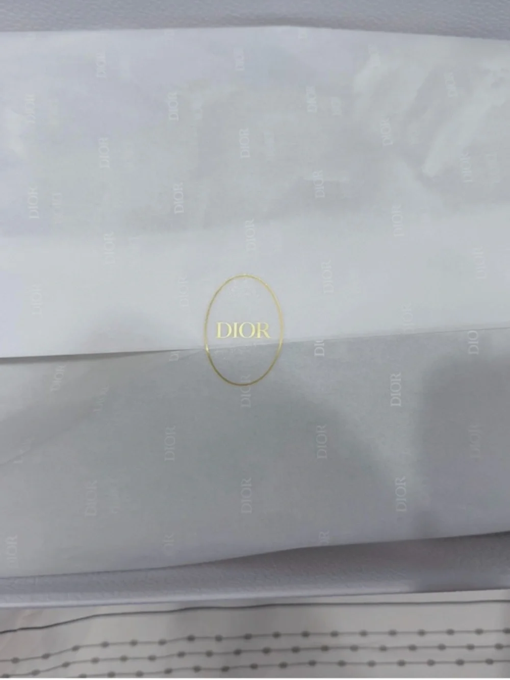 Large Dior Storage Empty Gift Box w. Tissue Peach Ribbon Bag 12.5 x 9 x 5 in NEW
